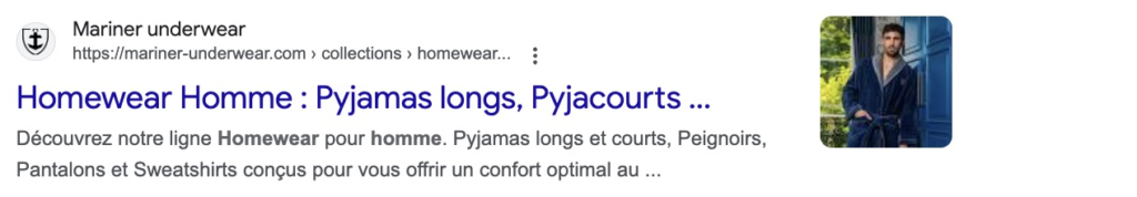 First Google result for "homewear homme": Mariner underwear, "Homewear Homme: Pyjamas longs, Pyjacourts"