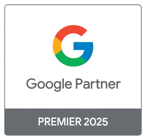 Agence web Toulouse Google Partner Premier 2025 certification badge with colorful Google logo