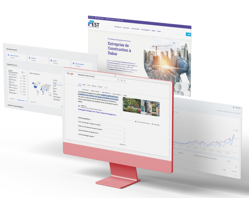 L’évolution de la performance SEO, avec une augmentation significative des impressions et des clics d'un client de notre agence web rabat pour création site internet à rabat